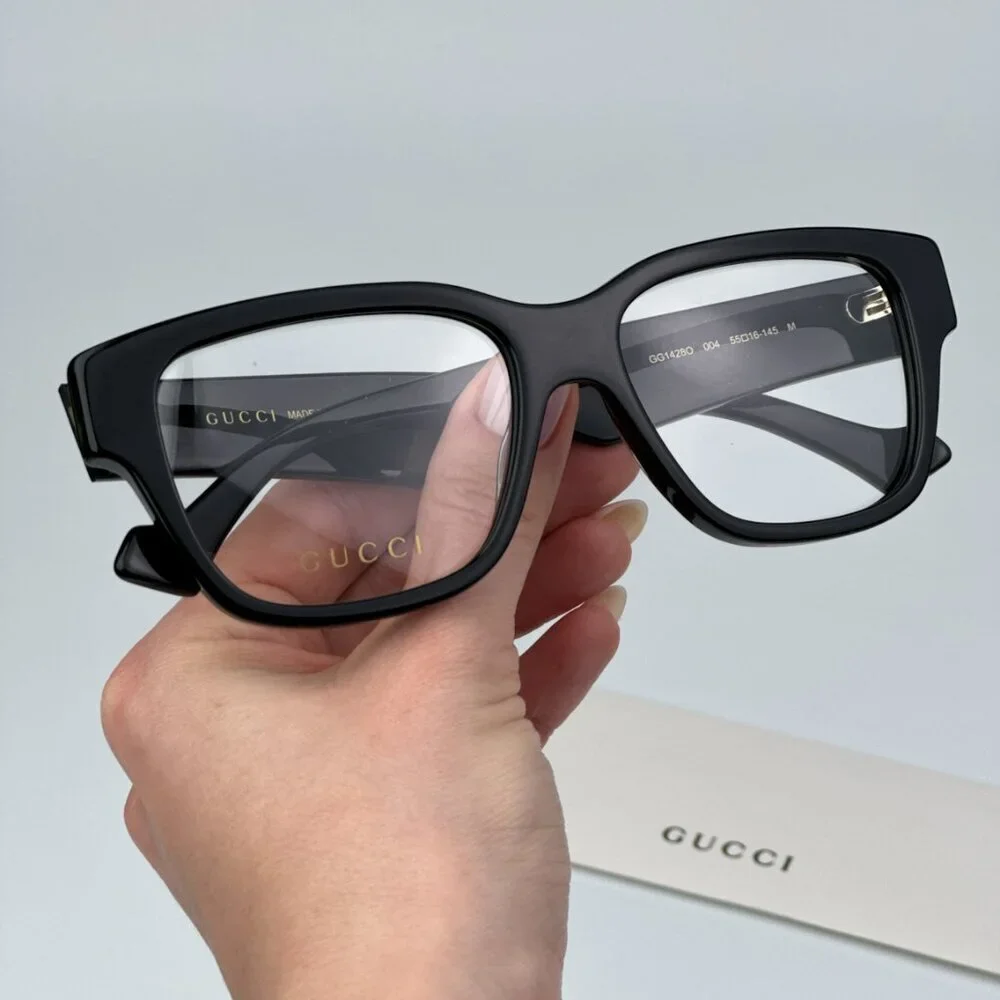 Gucci GG1428O 004 BRAND NEW Eyeglasses Black Square Men